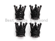 Load image into Gallery viewer, Black CZ Pave On Black Royal Crown Micro Pave Beads, Cubic Zirconia Crown Spacer Beads, Pave Beads, 10x7mm, sku#G319
