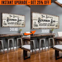 Load image into Gallery viewer, Upgrade Your 48x24 Inches 'Personalized Bourbon Bar' Canvas To 60x30 Inches
