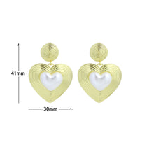 Load image into Gallery viewer, Gold Silver White Pearl On Heart Shape Statement Earrings, Sku#A467