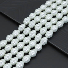 Load image into Gallery viewer, 15x18mm Carved Barrel White MOP Beads, Sku#U1217