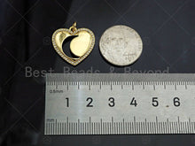 Load image into Gallery viewer, Gold Filled CZ Micro Pave Hollow Out Cresent Moon On Heart Shape Pendant ,18K Gold Filled Charm, Necklace Bracelet Pendant,21x20mm,Sku#LD102