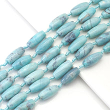 Load image into Gallery viewer, Planet Blue Tibetan Agate Barrel Shape Beads, 13x30mm Focal Beads, Sku#U1630