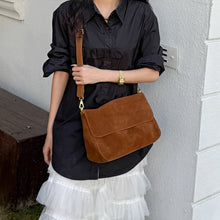 Load image into Gallery viewer, Fragrant Consort Women's Genuine Leather Crossbody Shoulder Bag – Velvet Patchwork Streetwear Handbag