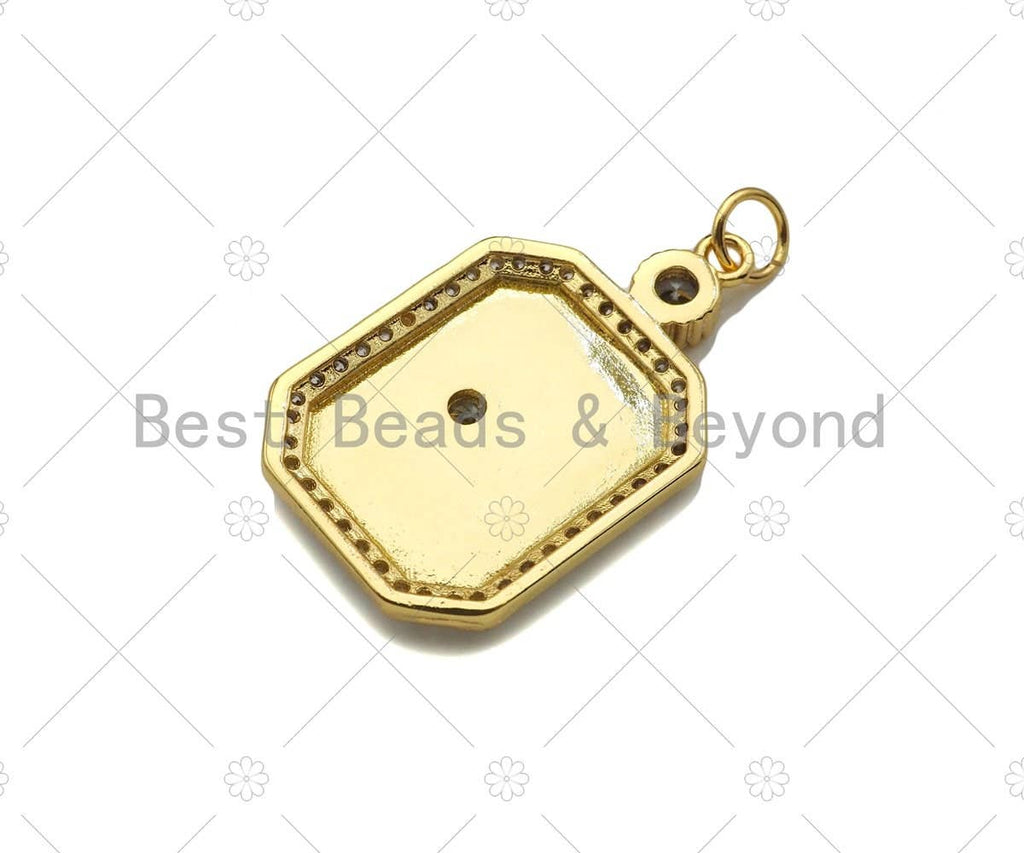 Gold Filled CZ Micro Pave North Star On Colorful Enamel Rectangle Shape Pendant,18K Gold Filled Enamel Charm,17x28mm,Sku#LK360