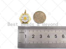 Load image into Gallery viewer, White Enamel Daisy Flower On Hexagon Shape Pendant Charm, Enamel Hexagon Charm,16x16mm,sku#L355