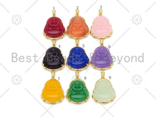 Load image into Gallery viewer, Colorful Jade Laughting Buddha Shape Pendant,18K Gold Filled Buddha Charm,Necklace Buddhism Pendant,27x33mm,Sku#FH174C