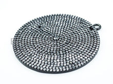 Load image into Gallery viewer, 30mm/43mm CZ Fully Micro Pave Large Disc Pendant, Silver/Gold/Rose Gold/Gunmetal Tone, Cubic Zirconia Big Pave Disc Charm Pendant, sku#B3