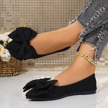 Load image into Gallery viewer, Women's Plus-Size Bow-Tie Slip-On Loafer Shoes | Pointed Toe, Low Heel, Cotton Upper