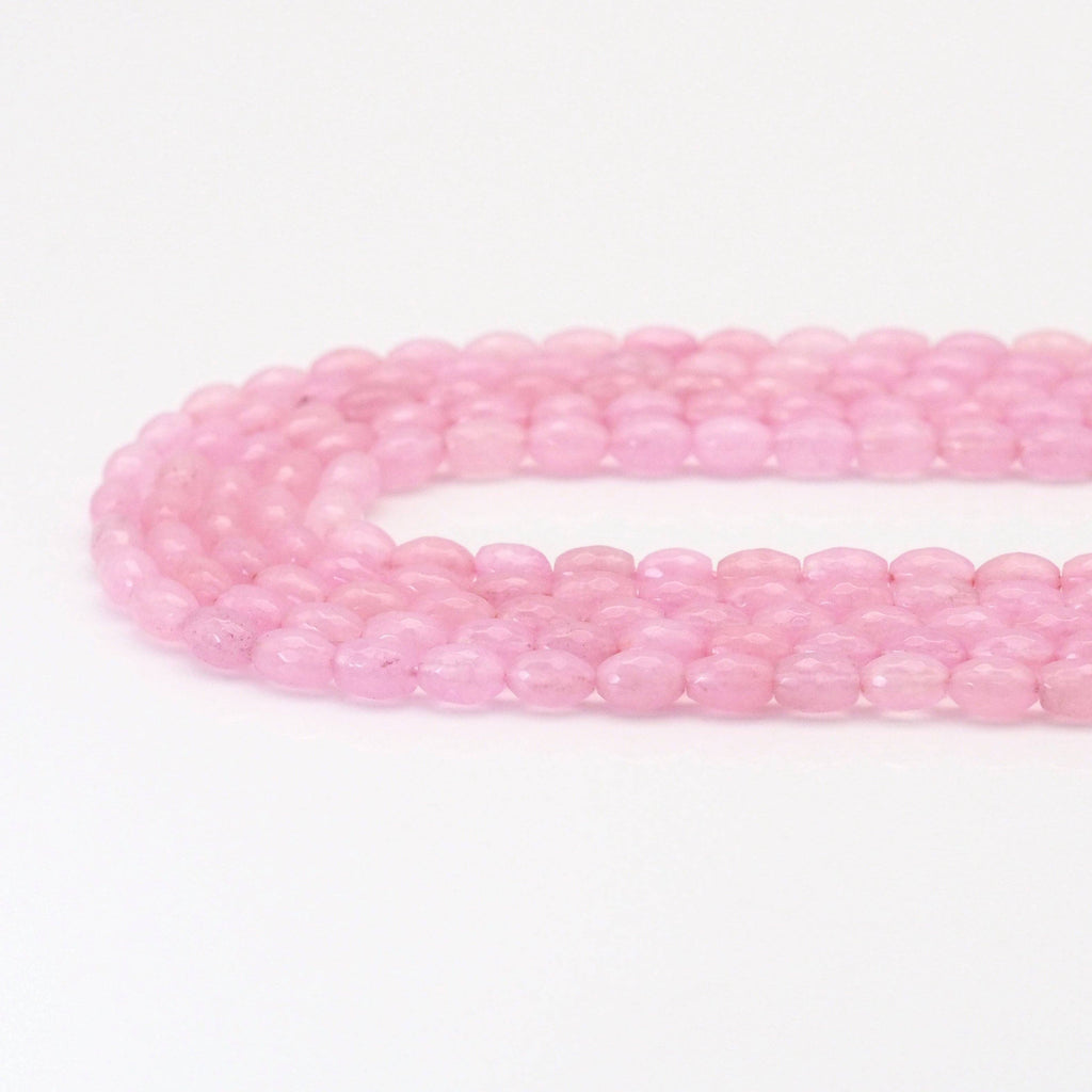 Rice Shape Faceted Pink Jade Beads, Sku#U1716