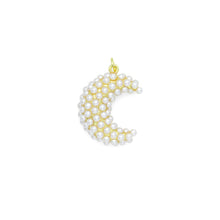 Load image into Gallery viewer, White Pearl Gold Cresent Moon Shape Charm Pendant, Sku#A458