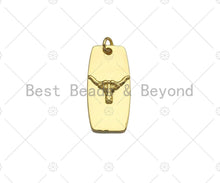 Load image into Gallery viewer, 18K Dainty Gold Cow Head On Rectangle Shape Pendant/Charm,Bull Head Medallion Charm, Necklace Bracelet Charm Pendant,12x25mm, Sku#LK253