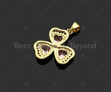 Load image into Gallery viewer, Gold Filled Violet CZ Micro Pave Clover Shape Pendant,18K Gold Filled Clover Charm, Necklace Bracelet Charm Pendant,17x21mm,Sku#LK364