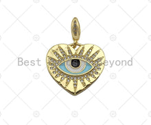 Load image into Gallery viewer, CZ Micro Pave 18k Gold Enamel Evil Eye On Heart Shape Pendant, lk211