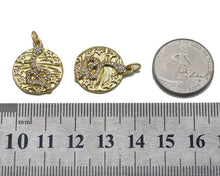 Load image into Gallery viewer, Gold CZ Snake Star Hammered Coin Charm, Sku#LX88