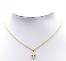 Load image into Gallery viewer, Cute Gold CZ Pearl Cross Charm, Sku#LD341
