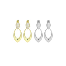 Load image into Gallery viewer, Gold Silver Clear CZ Teardrop Shape Earrings, Sku#A343