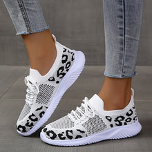 Load image into Gallery viewer, Leopard Print Lace-Up Sneakers