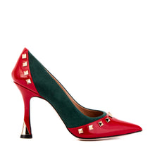 Load image into Gallery viewer, The Bella Vita Studded Red &amp; Green Leather Pump Women Shoe