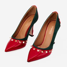 Load image into Gallery viewer, The Bella Vita Studded Red &amp; Green Leather Pump Women Shoe