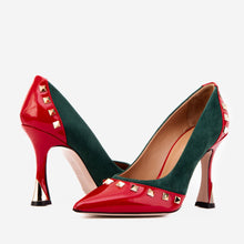 Load image into Gallery viewer, The Bella Vita Studded Red &amp; Green Leather Pump Women Shoe