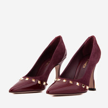 Load image into Gallery viewer, The Bella Vita Studded Burgundy Leather Pump Women Shoe