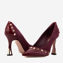 Load image into Gallery viewer, The Bella Vita Studded Burgundy Leather Pump Women Shoe