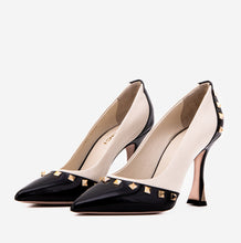 Load image into Gallery viewer, The Bella Vita Studded Beige &amp; Black Leather Pump Women Shoe