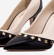 Load image into Gallery viewer, The Bella Vita Studded Beige &amp; Black Leather Pump Women Shoe
