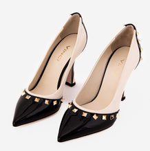 Load image into Gallery viewer, The Bella Vita Studded Beige &amp; Black Leather Pump Women Shoe