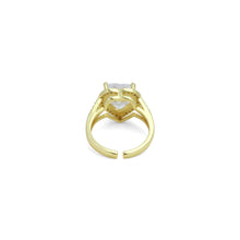 Load image into Gallery viewer, Gold Silver Crystal Clear Heart CZ Adjustable Ring, Sku#A415