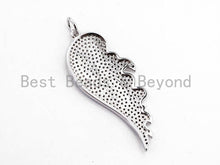 Load image into Gallery viewer, 18x44mm CZ Clear/Black Micro Pave Wing Pendant, Wing Shaped Pave Pendant, Gold/Rose Gold/Silver/Gunmetal plated,18x44mm, Sku#F421
