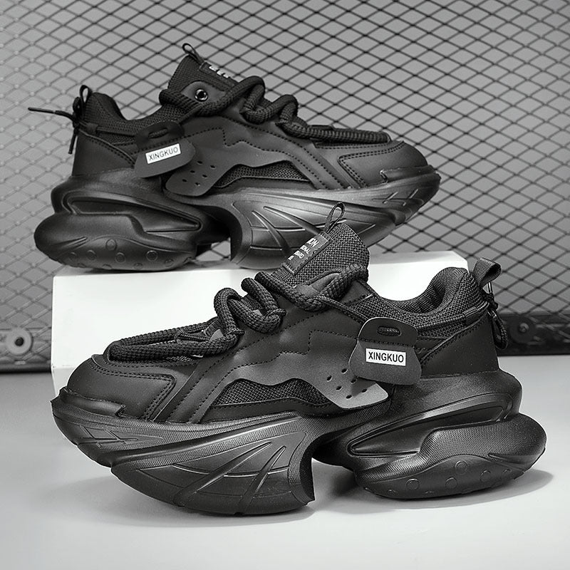 Men's Breathable Height-Enhancing Casual Sneakers - Thick Sole Lace-Up Shoes