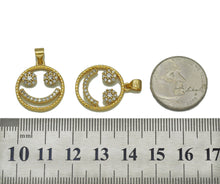 Load image into Gallery viewer, CZ Smiley Face on Hollow Out Round Charm, Sku#JL115