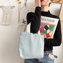 Load image into Gallery viewer, Women's Canvas Tote Bag - Minimalist Double-Sided Print Shoulder Bag with Embroidered Logo
