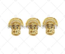 Load image into Gallery viewer, CZ Micro Pave Indian Head Spacer Beads, Cubic Zirconia American Inidan Head Beads, 10x13x14mm,sku#LK92