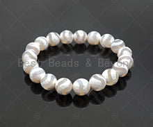 Load image into Gallery viewer, Natural White Tibetan Agate Stretchy Bracelet
