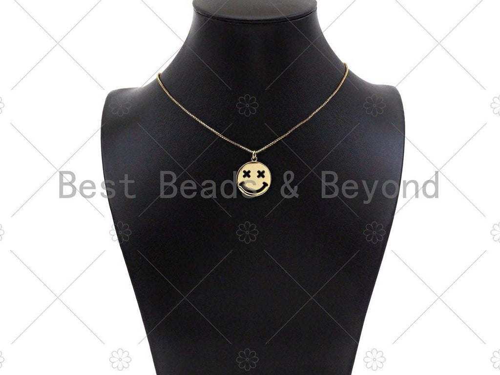 18K Hollow Out Smiley Face Pendant/Charm,Gold Silver Medallion Charm, Necklace Bracelet Charm Pendant,19x22mm, Sku#LK248