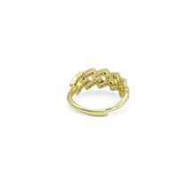 Load image into Gallery viewer, Gold Silver Baguette CZ Gold Link Adjustable Ring, Sku#A145