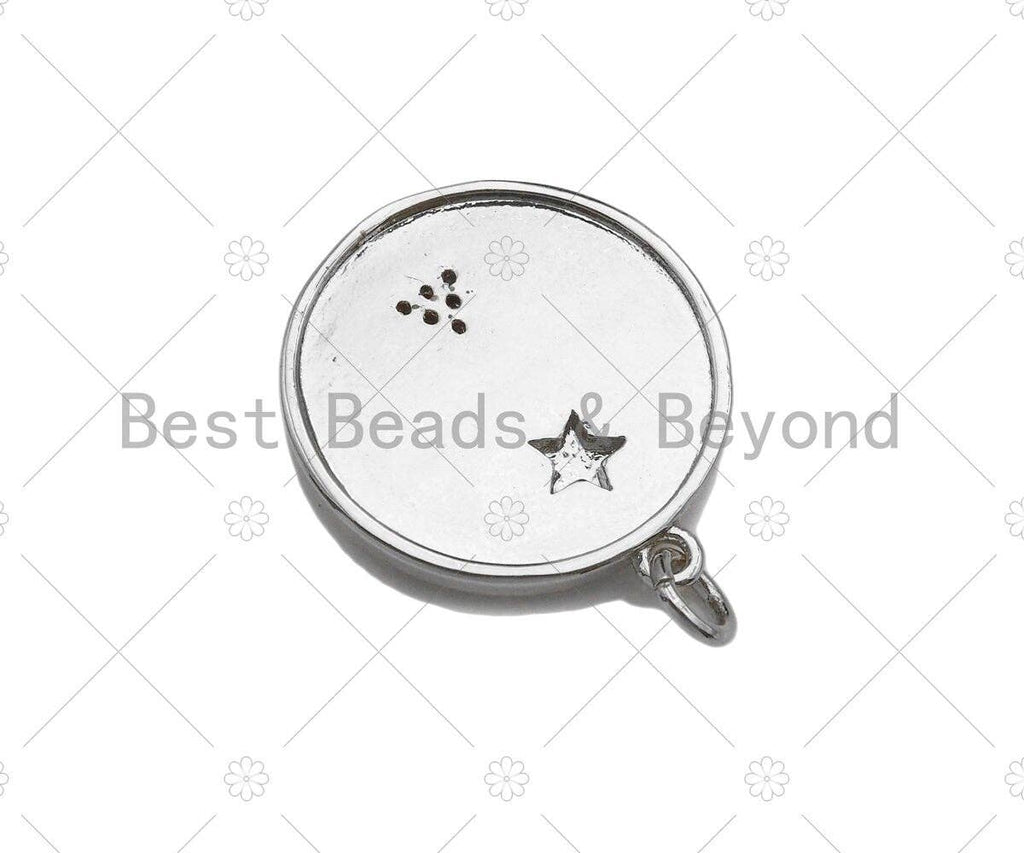 Colorful Enamel Pave Arrow Triangle Five Star On Round Coin Pendant,Silver Enamel Pendant,Pave Enamel Jewelry Findings,20x23mm,Sku#L441