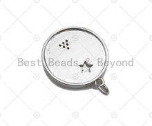 Load image into Gallery viewer, Colorful Enamel Pave Arrow Triangle Five Star On Round Coin Pendant,Silver Enamel Pendant,Pave Enamel Jewelry Findings,20x23mm,Sku#L441