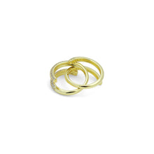 Load image into Gallery viewer, Plain Gold Clear CZ Doule Line Ring set , Sku#LD609