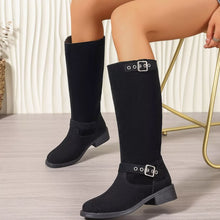 Load image into Gallery viewer, Women's Round Toe Block Heel Ankle Boots | Mid Heel Suede Zipper Boots