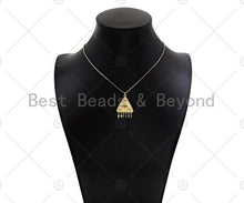 Load image into Gallery viewer, CZ Micro Pave Evil Eye with Dainty Tirangle On Triangle Shape Pendant, Big CZ 18K Gold Charm, Necklace Bracelet Charm, 30x21mm,Sku#L564