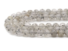 Load image into Gallery viewer, Genuine Black Spotted Quartz Round Smooth Beads, Sku#U1358