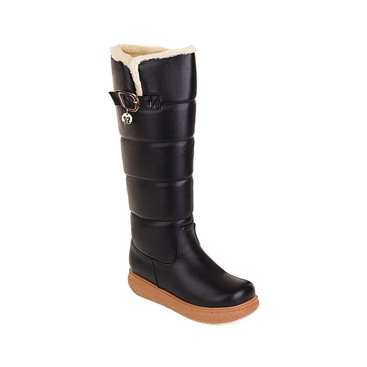 Women's Fleece-Lined High Boots - Warm Winter Boots with Side Zipper