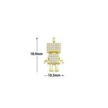 Load image into Gallery viewer, Clear CZ Gold Lego Robot Charm Pendant,Sku#LD728
