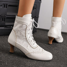 Load image into Gallery viewer, Plus Size Lace-Up Ankle Boots Women | Colorblock Patchwork Low-Top Boots Sizes 34–50