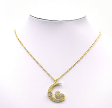 Load image into Gallery viewer, CZ Heart On Cresent Moon Charm, Sku#JL113