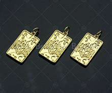 Load image into Gallery viewer, CZ Micro Pave Dog Cross On Rectangle Shape Pendant, Gold Plated, Necklace Bracelet Charm Pendant, 16x25mm,sku#F1239