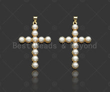 Load image into Gallery viewer, Mother of Pearl Cross Shape Pendant/Charm,18K Gold MOP Charm, 27x40mm, Sku#LD30